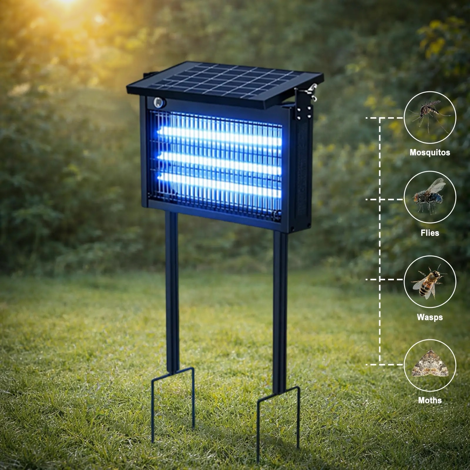 Solar Bug Zapper Outdoor Waterproof Electric Mosquito and Fly Zapper